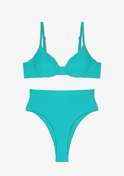 D.Franklin Masha Top + Kalea Bottom Aqua Blue Bikini|Damen Bikinis Und Einteiler