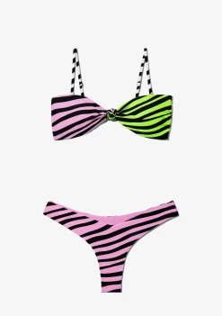D.Franklin Maui Top Zebra Pink / Lime + Fiji Bottom Zebra Pink Bikini|Damen Bikinis Und Einteiler