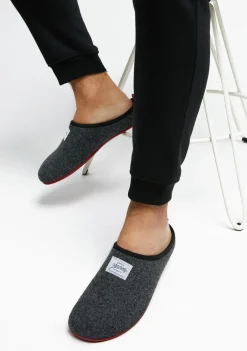 D.Franklin Mercredy Slipper Black / Bordeaux|Herren Hausschuhe