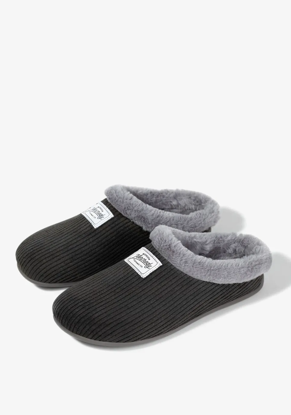 D.Franklin Mercredy Slipper Cord Black|Damen Hausschuhe