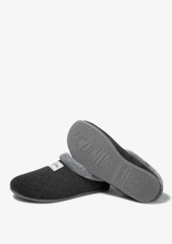 D.Franklin Mercredy Slipper Cord Black|Damen Hausschuhe