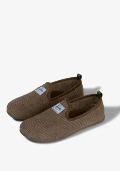D.Franklin Mercredy Slipper Gran Cord Brown|Herren Hausschuhe