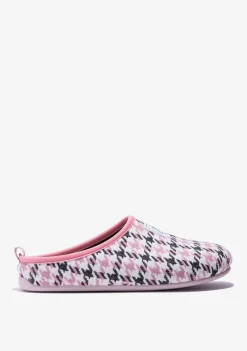 D.Franklin Mercredy Slipper Houndstooth Black / Pink|Damen Hausschuhe