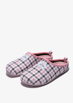 D.Franklin Mercredy Slipper Houndstooth Black / Pink|Damen Hausschuhe
