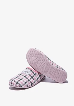 D.Franklin Mercredy Slipper Houndstooth Black / Pink|Damen Hausschuhe