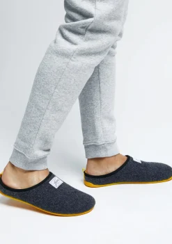D.Franklin Mercredy Slipper Navy / Yellow|Herren Hausschuhe