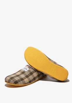 D.Franklin Mercredy Slipper Tartan Beige|Herren Hausschuhe