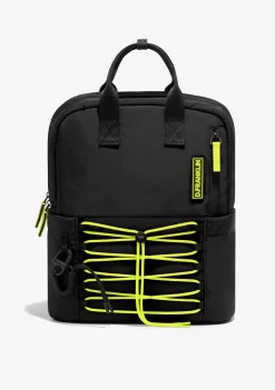 D.Franklin Multi-Pocket Nylon Backpack Black + Custom Set Lime|Damen Rucksäcke|Backpack
