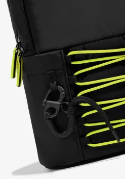 D.Franklin Multi-Pocket Nylon Backpack Black + Custom Set Lime|Damen Rucksäcke|Backpack