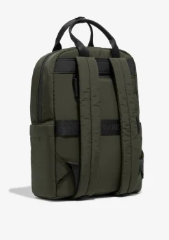 D.Franklin Multi-Pocket Nylon Backpack Green + Custom Set Orange|Damen Rucksäcke|Backpack