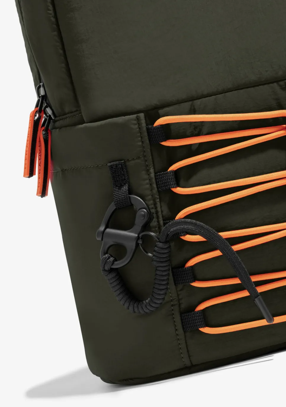 D.Franklin Multi-Pocket Nylon Backpack Green + Custom Set Orange|Damen Rucksäcke|Backpack