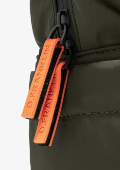 D.Franklin Multi-Pocket Nylon Backpack Green + Custom Set Orange|Damen Rucksäcke|Backpack