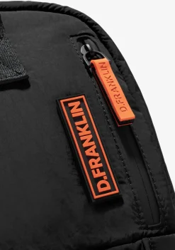 D.Franklin Multi-Pocket Nylon Backpack Black + Custom Set Orange|Damen Rucksäcke|Backpack