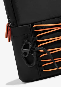 D.Franklin Multi-Pocket Nylon Backpack Black + Custom Set Orange|Damen Rucksäcke|Backpack