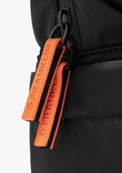 D.Franklin Multi-Pocket Nylon Backpack Black + Custom Set Orange|Damen Rucksäcke|Backpack
