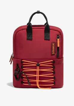 D.Franklin Multi-Pocket Nylon Backpack Red + Custom Set Orange|Damen Rucksäcke|Backpack