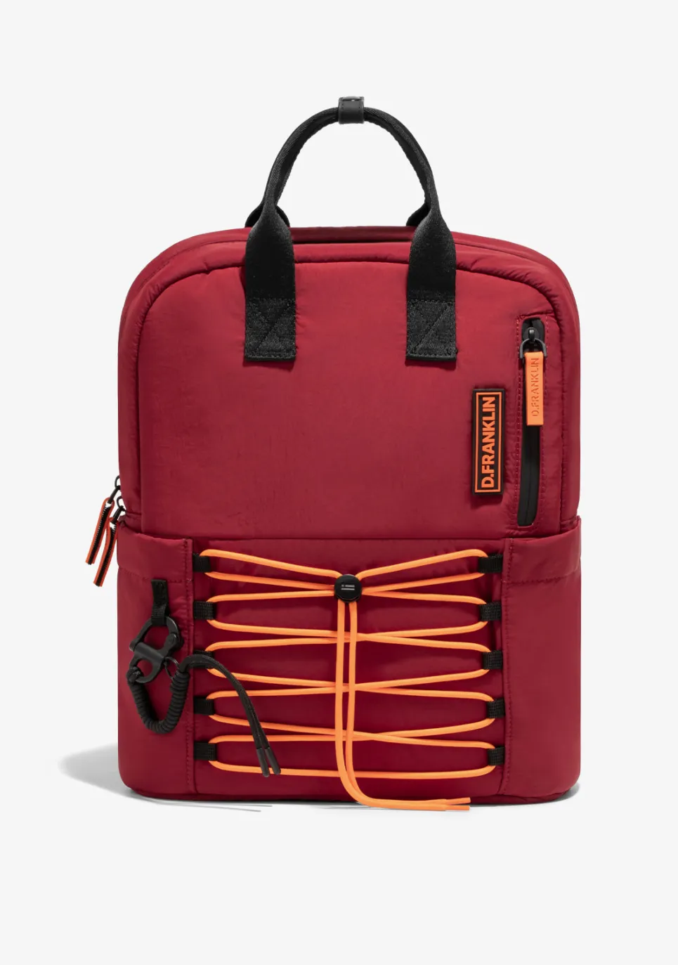 D.Franklin Multi-Pocket Nylon Backpack Red + Custom Set Orange|Damen Rucksäcke|Backpack
