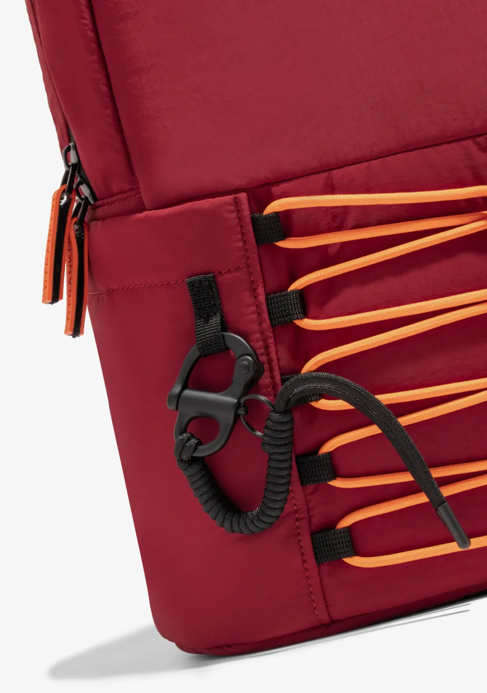 D.Franklin Multi-Pocket Nylon Backpack Red + Custom Set Orange|Damen Rucksäcke|Backpack