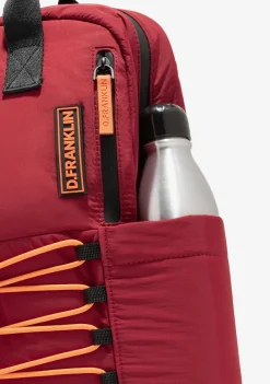D.Franklin Multi-Pocket Nylon Backpack Red + Custom Set Orange|Damen Rucksäcke|Backpack
