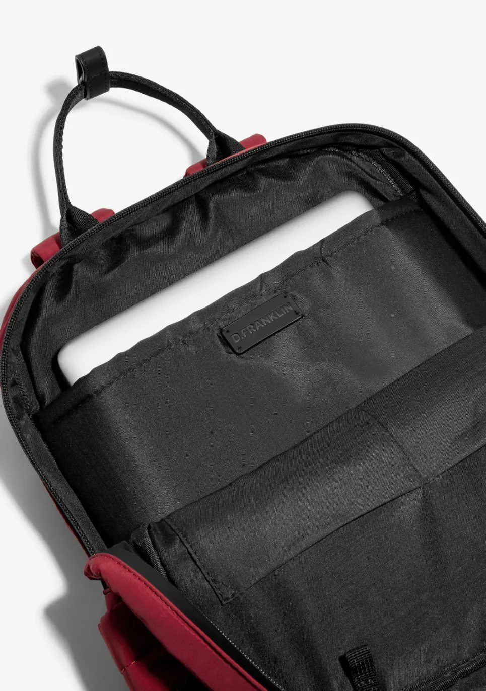 D.Franklin Multi-Pocket Nylon Backpack Red + Custom Set Orange|Damen Rucksäcke|Backpack