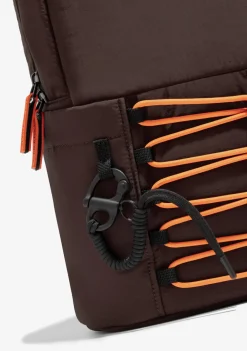 D.Franklin Multi-Pocket Nylon Backpack Brown + Custom Set Orange|Damen Rucksäcke|Backpack