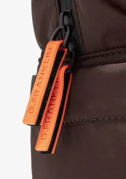 D.Franklin Multi-Pocket Nylon Backpack Brown + Custom Set Orange|Damen Rucksäcke|Backpack