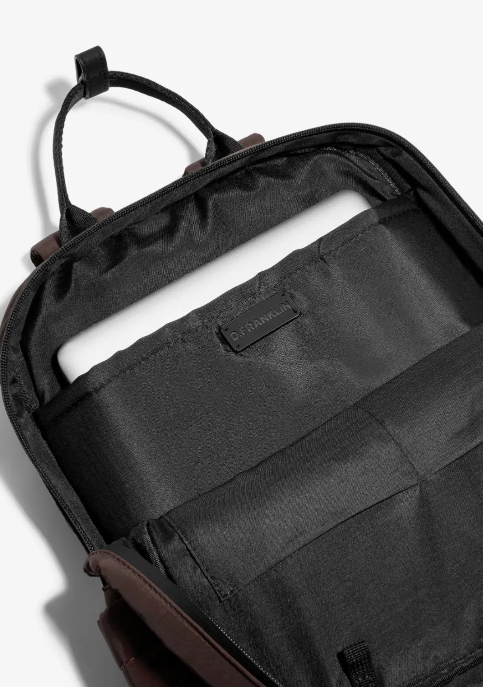 D.Franklin Multi-Pocket Nylon Backpack Brown + Custom Set Orange|Damen Rucksäcke|Backpack