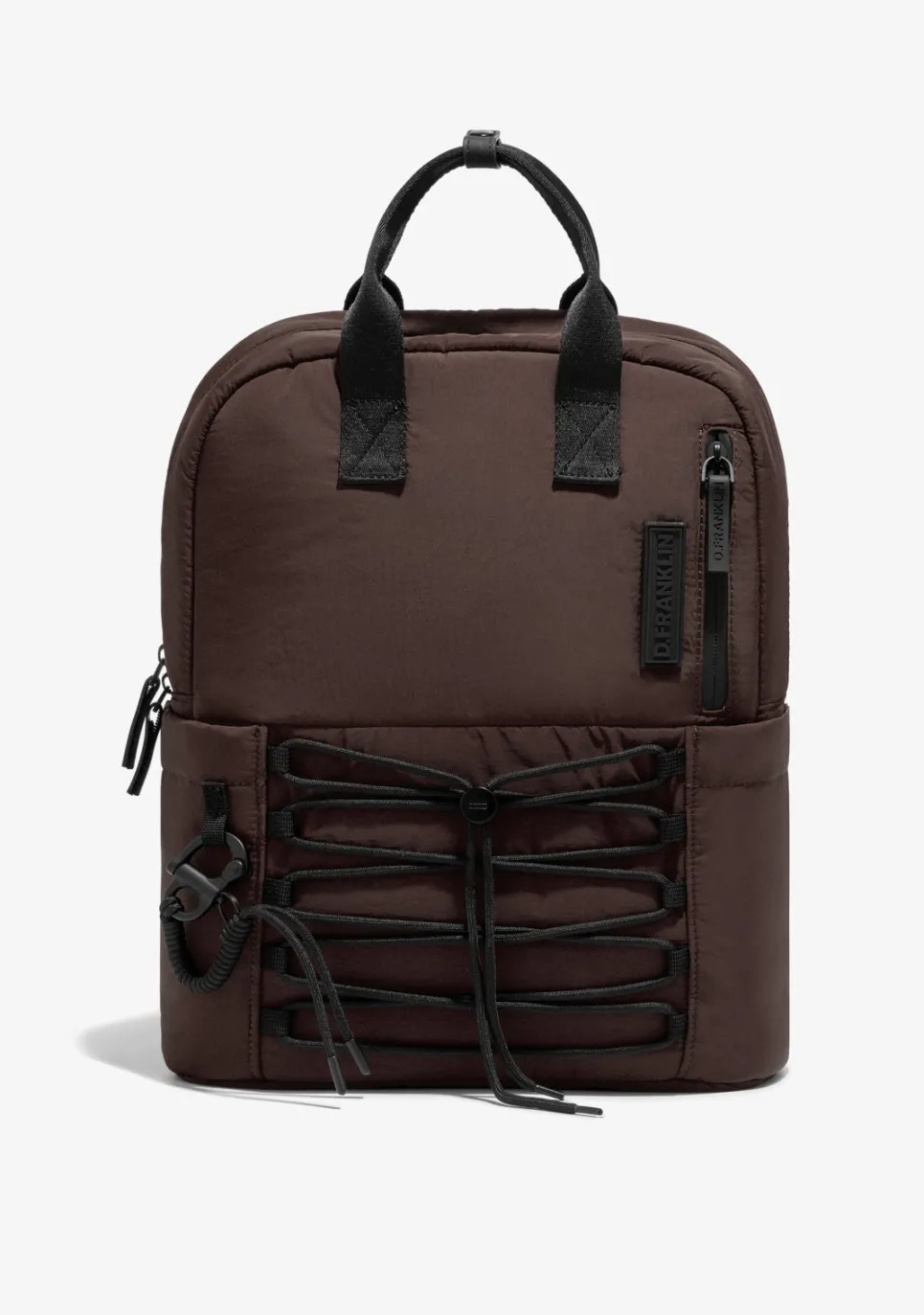 D.Franklin Multi-Pocket Nylon Backpack Brown + Custom Set Orange|Damen Rucksäcke|Backpack