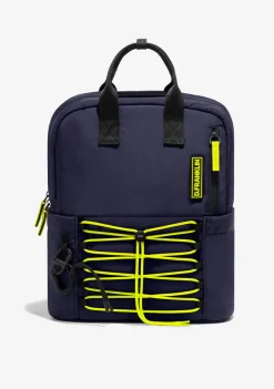 D.Franklin Multi-Pocket Nylon Backpack Navy + Custom Set Lime|Damen Rucksäcke|Backpack