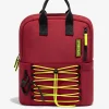 D.Franklin Multi-Pocket Nylon Backpack Red + Custom Set Lime|Damen Rucksäcke|Backpack