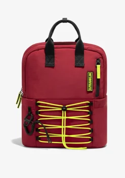 D.Franklin Multi-Pocket Nylon Backpack Red + Custom Set Lime|Damen Rucksäcke|Backpack