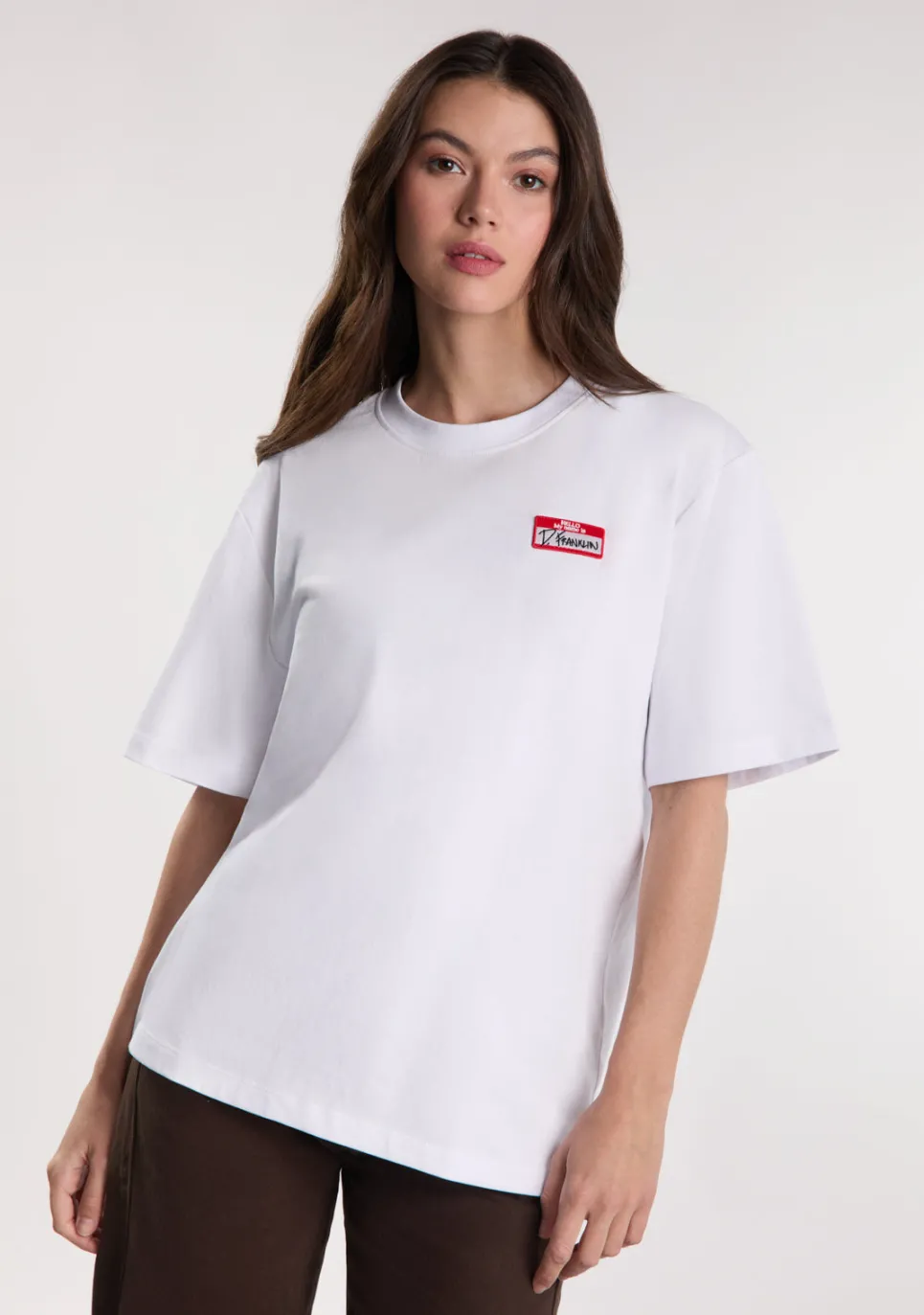 D.Franklin My Name Is Patch T-Shirt White|Damen T-Shirts|T-Shirts
