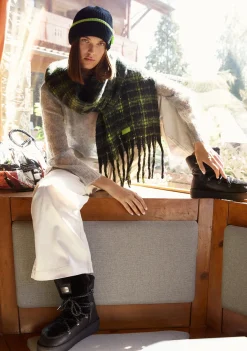 D.Franklin Nordic Bomb Plaid Scarf Black|Damen Mützen, Schals Und Handschuhe