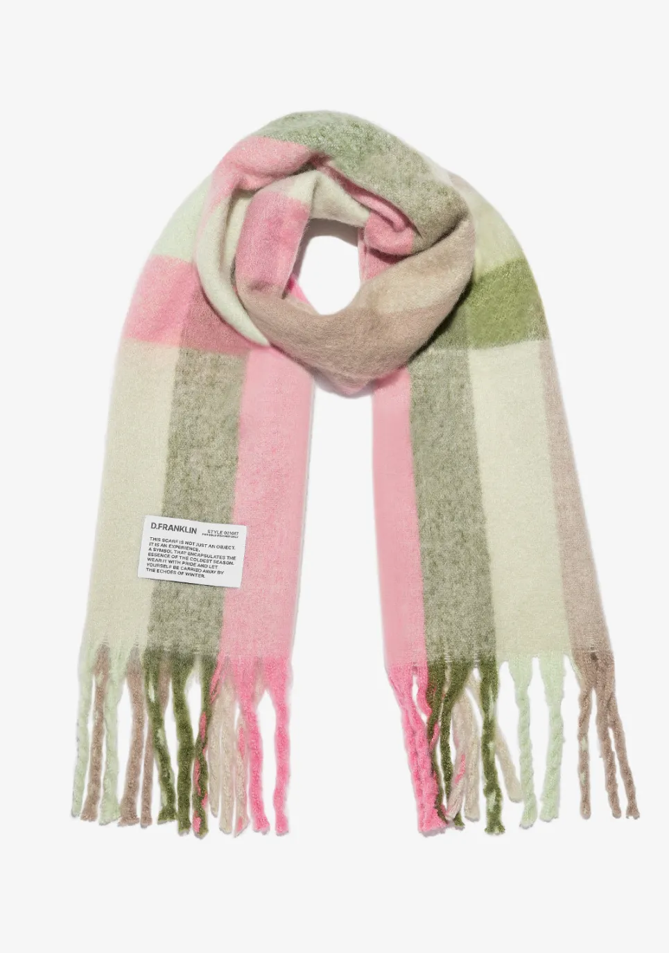 D.Franklin Nordic Bomb Plaid Scarf Green/ Coral|Damen Mützen, Schals Und Handschuhe