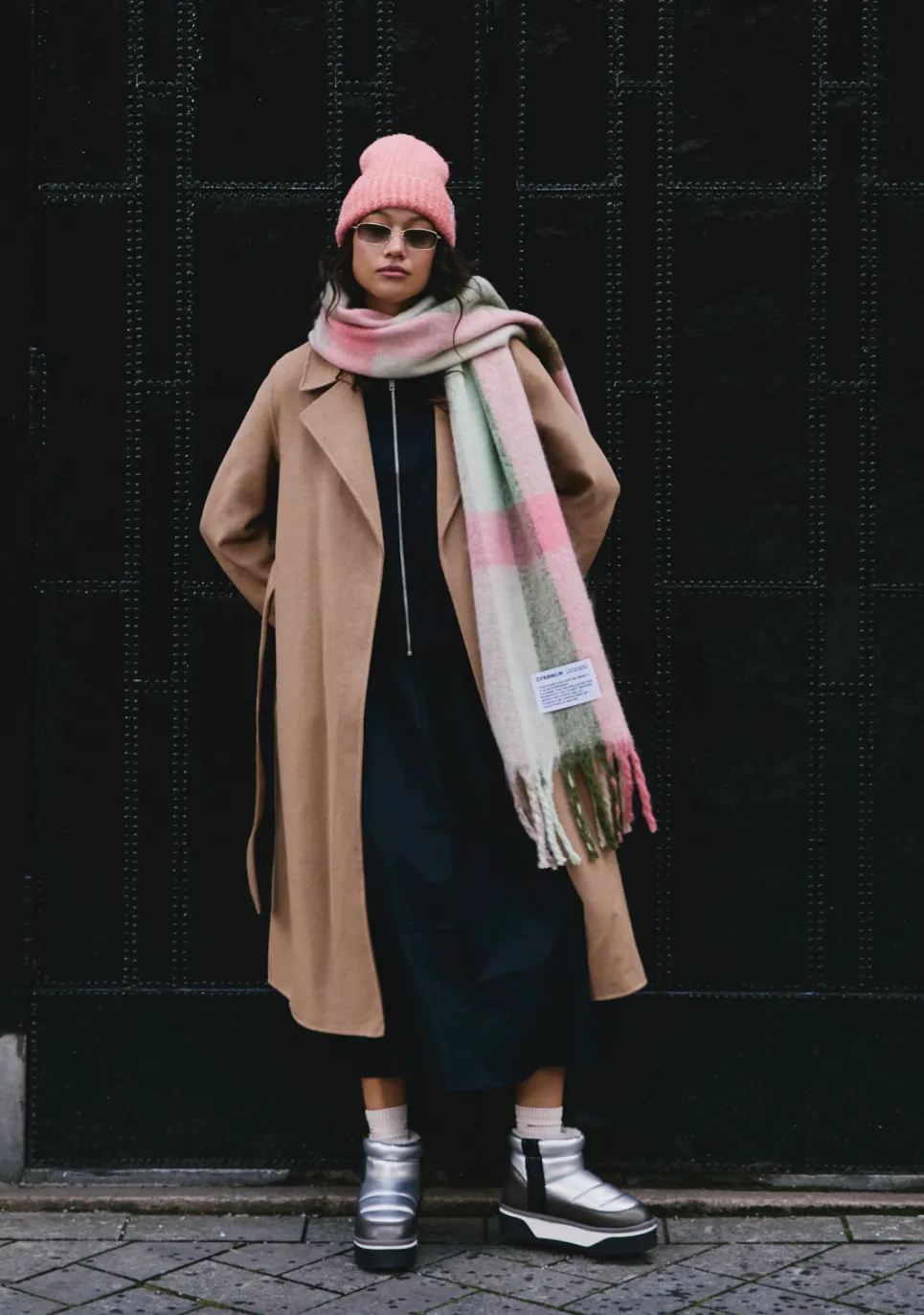 D.Franklin Nordic Bomb Plaid Scarf Green/ Coral|Damen Mützen, Schals Und Handschuhe