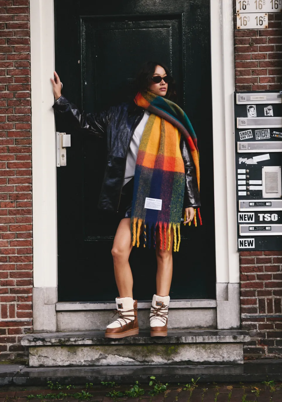 D.Franklin Nordic Bomb Plaid Scarf Yellow / Multi|Damen Mützen, Schals Und Handschuhe