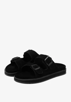 D.Franklin Nordic Sandal Buckle Full Black|Damen Sandalen