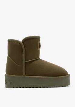 D.Franklin Nordic V.2 Basic Low Olive|Damen Plattform-Stiefel|Australische Stiefel