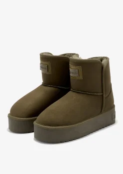 D.Franklin Nordic V.2 Basic Low Olive|Damen Plattform-Stiefel|Australische Stiefel