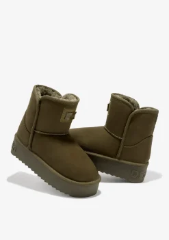 D.Franklin Nordic V.2 Basic Low Olive|Damen Plattform-Stiefel|Australische Stiefel