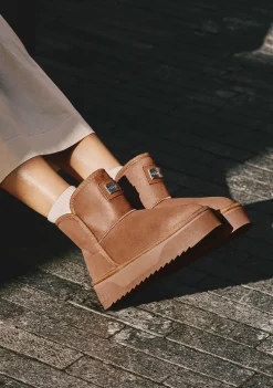 D.Franklin Nordic V.2 Basic Low Tan|Damen Plattform-Stiefel|Stiefel