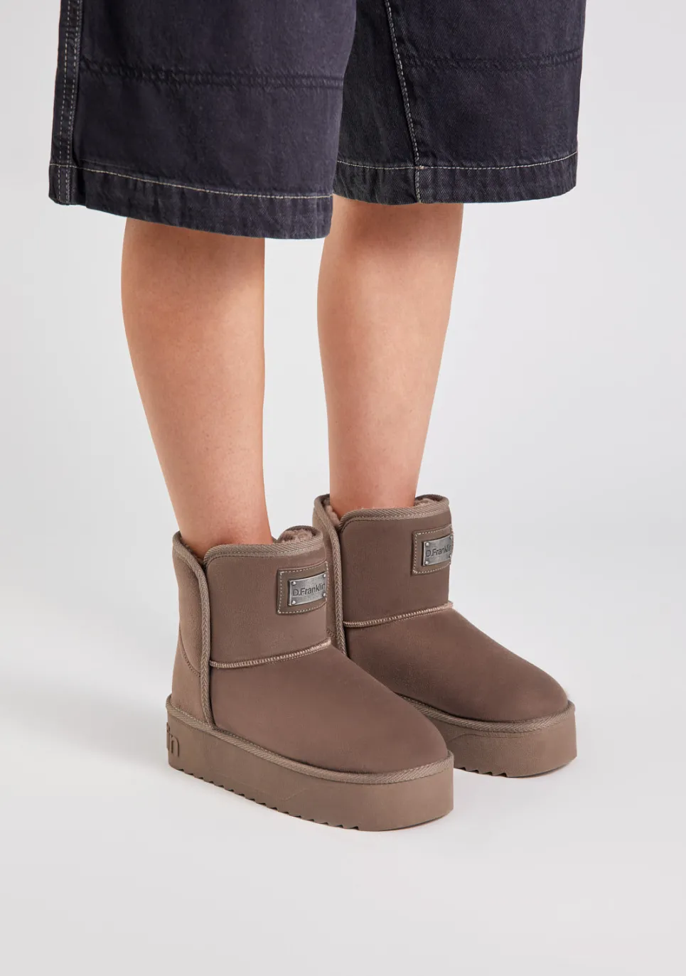 D.Franklin Nordic V.2 Basic Low Taupe|Damen Plattform-Stiefel|Stiefel
