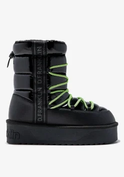 D.Franklin Nordic V.2 Shiny Bomb Black|Damen Plattform-Stiefel|Stiefel