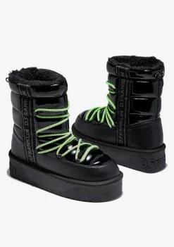 D.Franklin Nordic V.2 Shiny Bomb Black|Damen Plattform-Stiefel|Stiefel
