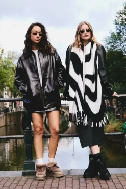 D.Franklin Nordic Zebra Scarf Black|Damen Mützen, Schals Und Handschuhe
