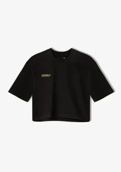 D.Franklin Nowhere Bound Cropped T-Shirt Black / Lime|Damen T-Shirts