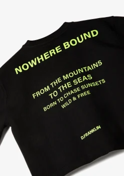 D.Franklin Nowhere Bound Cropped T-Shirt Black / Lime|Damen T-Shirts