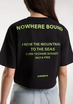 D.Franklin Nowhere Bound Cropped T-Shirt Black / Lime|Damen T-Shirts