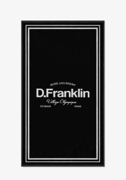D.Franklin Old Money Jacquard Velour Beach Towel Black|Damen Handtücher|Handtücher