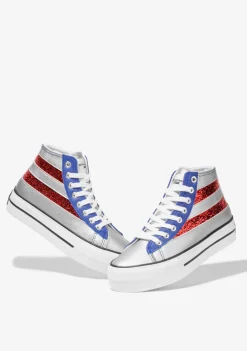 D.Franklin One Way Five Patch USA|Damen Plattform-Sneakers|Sneakers